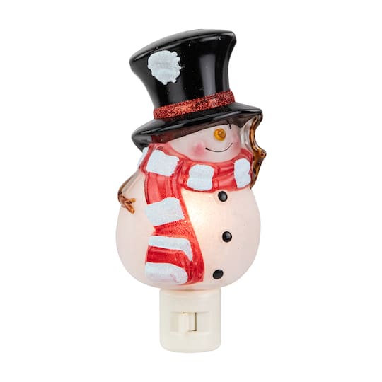 6.5" White and Red Snowman in Black Top Hat Christmas Night Light By Northlight | Michaels®